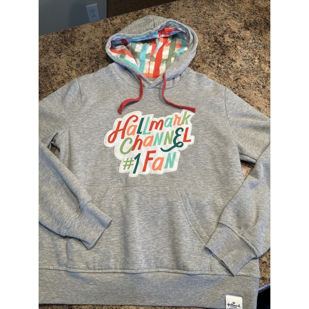 Hallmark Women’s Small Gray Sweatshirt Hallmark Channel # 1 Fan Hoodie Cozy sz S